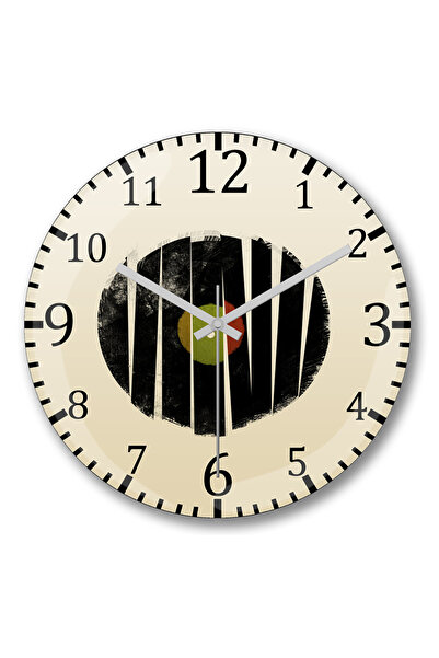 BASKI DÜNYASI Ретро музикален винилов стенен часовник с истинско стъкло