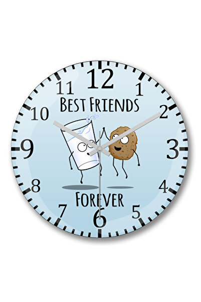 BASKI DÜNYASI Ceas de perete cu lapte și biscuiți, cu biscuiți, din sticlă autentică bombată