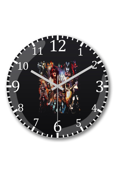 BASKI DÜNYASI ساعة حائط Donkey Jackass Kiss My Happy Ass من الزجاج الحقيقي المنحني