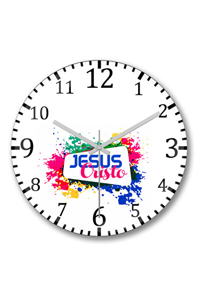 BASKI DÜNYASI Ceas de perete Iisus Cristos din sticlă autentică bombată