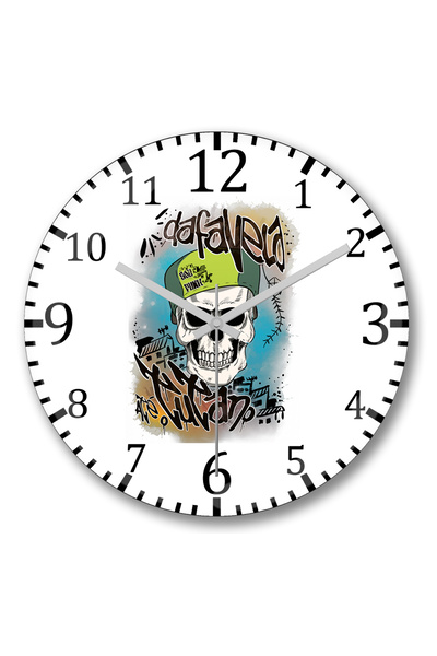 BASKI DÜNYASI ساعة حائط Dafavela Ate o Tutano من الزجاج الحقيقي المنحني