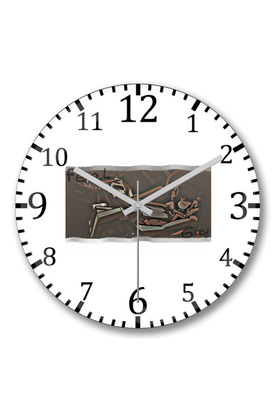 BASKI DÜNYASI ساعة حائط Gorillaz Feel Good من الزجاج الحقيقي المنحني