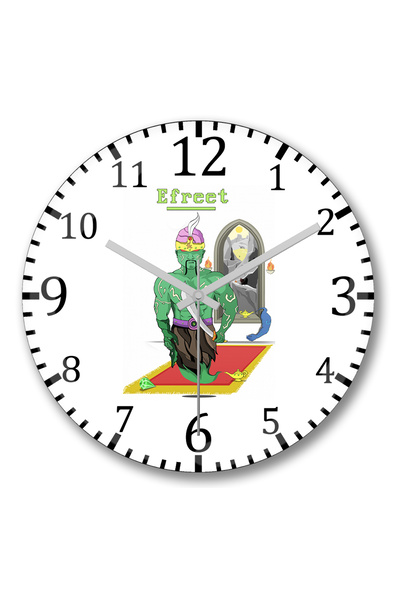 BASKI DÜNYASI ساعة حائط Efreet Djin War Green Faction من الزجاج الحقيقي المنحني