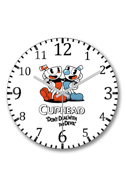 BASKI DÜNYASI Ceas de perete Cuphead Sticlă reală curbată