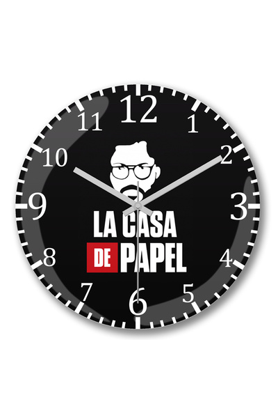 BASKI DÜNYASI Ceas de perete La Casa de Papel2 din sticlă autentică bombată