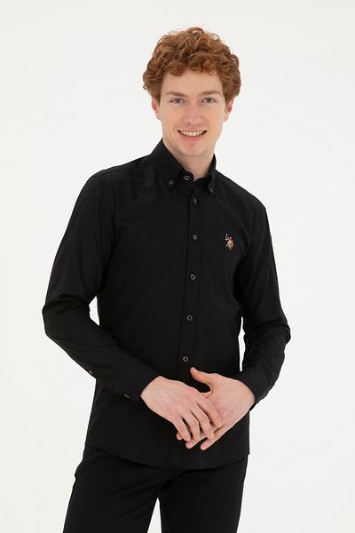 U.S. Polo Assn. U.S. Polo лого и яка с копчета 100% памук Slim Fit Shirt Мъжка РИЗА G081SZ0041826727