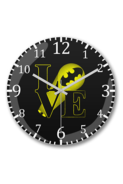 BASKI DÜNYASI Ρολόι τοίχου Batman Bat Love με κυρτό γυαλί από αυθεντικό γυαλί