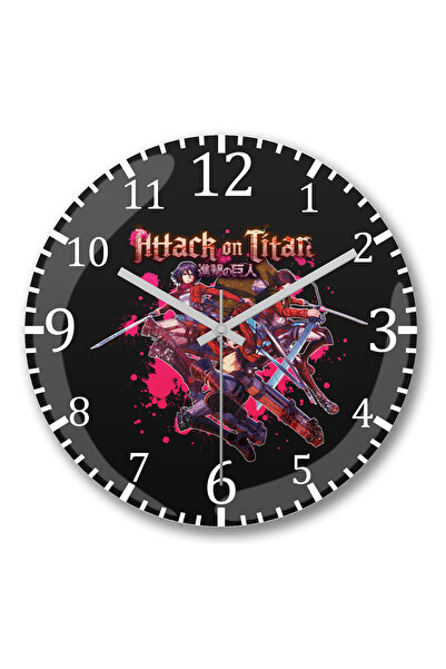 BASKI DÜNYASI Ceas de perete Attack On Titan Eren Levi Mikasa din sticlă aute...