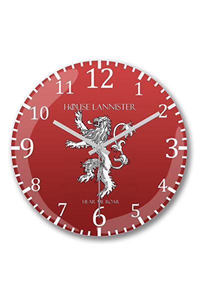 BASKI DÜNYASI ساعة حائط Game of Thrones House Lannister 2 من الزجاج الحقيقي