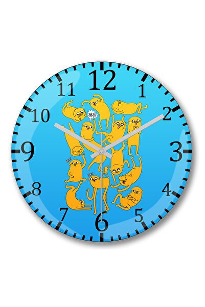 BASKI DÜNYASI ساعة حائط Jake Jake Jake Adventure Time من الزجاج الحقيقي المنحني