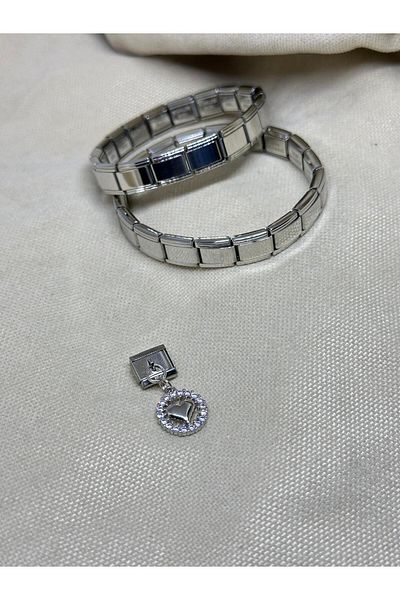 bijoux uniques نموذج متدلي على شكل قلب من الفولاذ الإيطالي