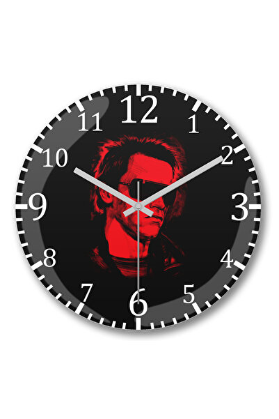 BASKI DÜNYASI ساعة حائط The Terminator من الزجاج الحقيقي المنحني