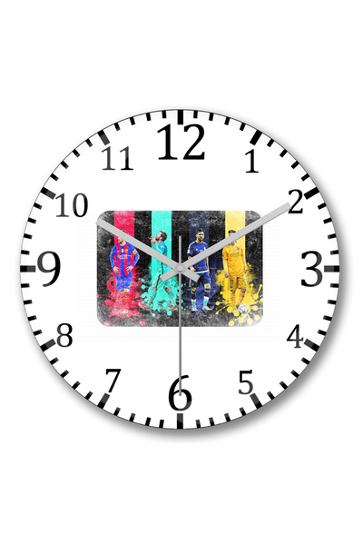 BASKI DÜNYASI ساعة حائط ميسي من الزجاج الحقيقي المنحني