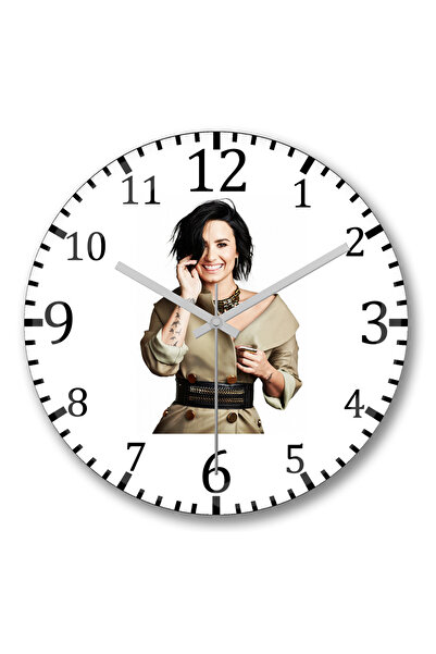 BASKI DÜNYASI Demi Lovato Wall Clock Curved Real Glass