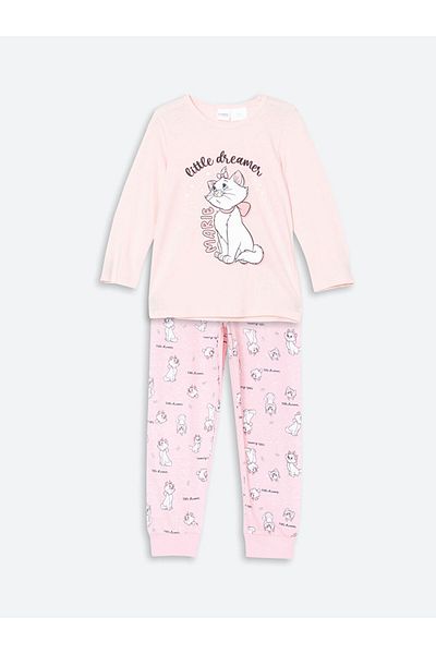 LC Waikiki Lcw Kids Pink Crew Neck Printed Girls' Pajamas Set