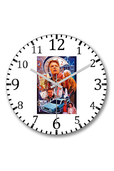 BASKI DÜNYASI ساعة حائط De Volta Para O Futuro من الزجاج الحقيقي المنحني