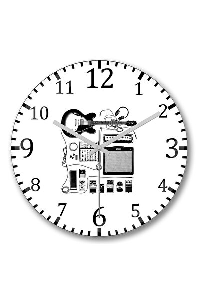 BASKI DÜNYASI Amplificator pentru chitară Pedală pentru chitarist Ceas de perete din sticlă autentică