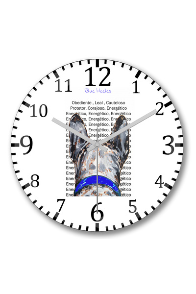 BASKI DÜNYASI Ρολόι τοίχου Blue Heeler Pug Dog με κυρτό γυαλί από αληθινό γυαλί