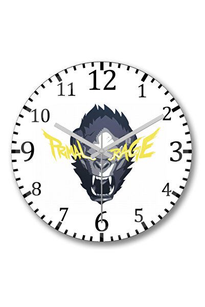 BASKI DÜNYASI ساعة حائط الغضب البدائي من الزجاج الحقيقي المنحني