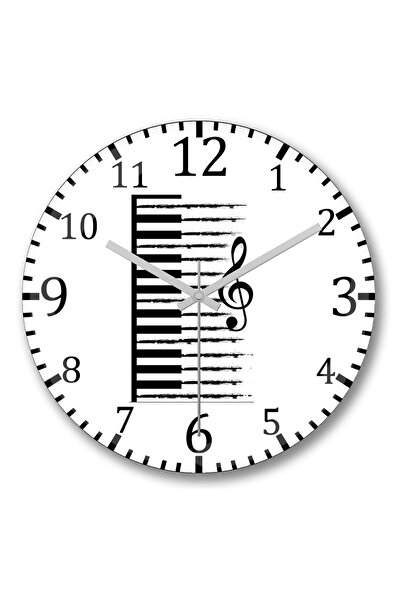 BASKI DÜNYASI Ceas de perete cu note muzicale de pian din sticlă reală