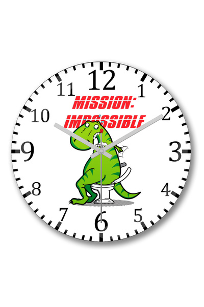 BASKI DÜNYASI ساعة حائط ديناصور مهمة مستحيلة من الزجاج الحقيقي المنحني