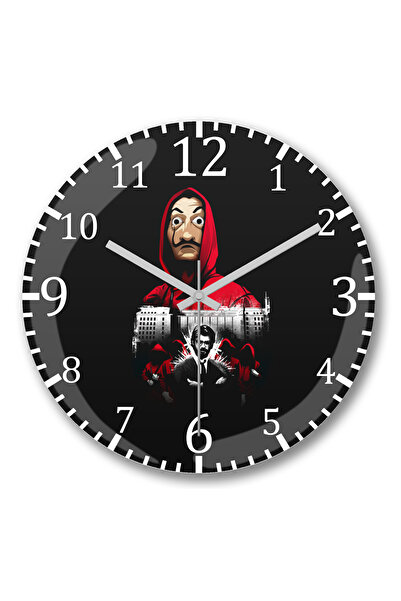 BASKI DÜNYASI ساعة حائط La Casa De Papel La Casa De Dali من الزجاج الحقيقي المنحني