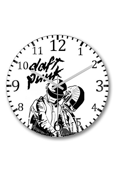 BASKI DÜNYASI ساعة حائط Daft Punk 02 من الزجاج الحقيقي المنحني