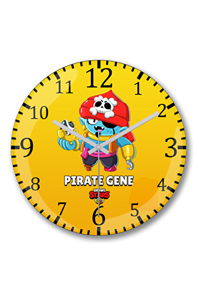 BASKI DÜNYASI Ceas de perete Brawl Stars Pirate Gene din sticlă autentică bom...