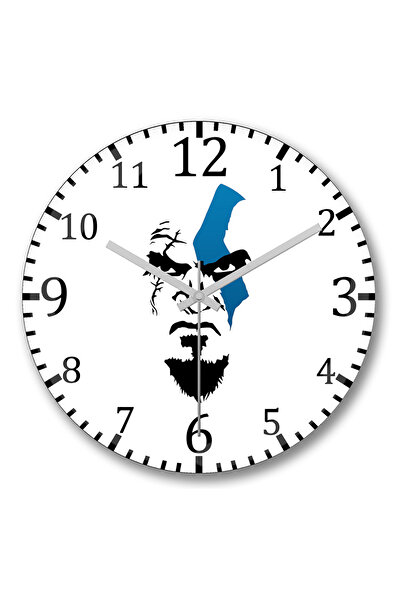 BASKI DÜNYASI ساعة حائط God of War Kratos من الزجاج الحقيقي المنحني