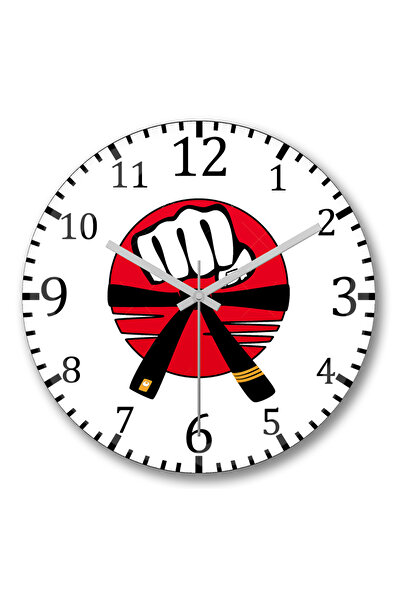 BASKI DÜNYASI ساعة حائط بحزام أسود من الزجاج الحقيقي المنحني