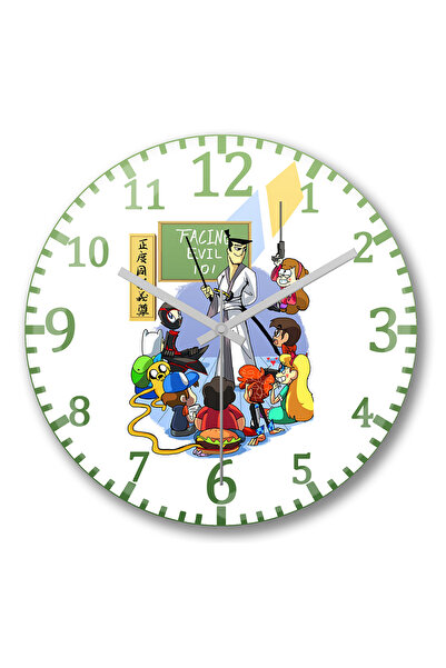 BASKI DÜNYASI ساعة حائط أوفنتشر تايم ساموراي جاك من الزجاج الحقيقي المنحني