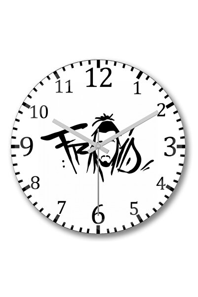 BASKI DÜNYASI ساعة حائط فرويد من الزجاج الحقيقي المنحني