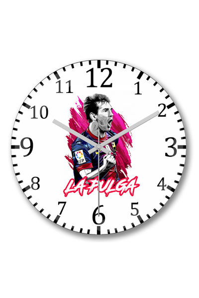 BASKI DÜNYASI Ρολόι τοίχου Messi La Pulga με κυρτό γυαλί