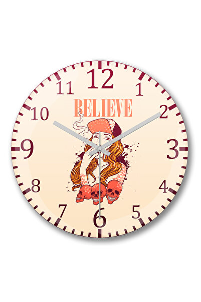 BASKI DÜNYASI Ceas de perete Believe din sticlă autentică bombată