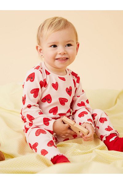 LC Waikiki Σετ πιτζάμες για κοριτσάκι με στάμπα LCW baby Pink Heart