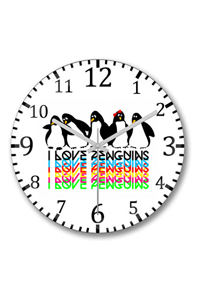BASKI DÜNYASI Ρολόι τοίχου Penguins Penguin με κυρτό γυαλί από αληθινό γυαλί