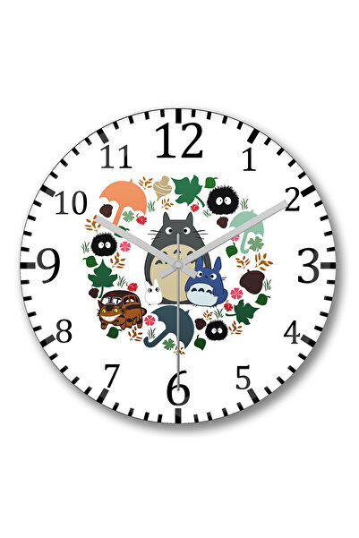 BASKI DÜNYASI ساعة حائط Totoro7 من الزجاج الحقيقي المنحني