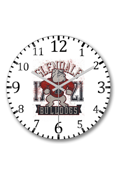 BASKI DÜNYASI ساعة حائط Bullgods Pug Dog من الزجاج الحقيقي المنحني