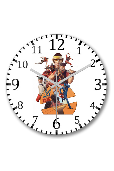 BASKI DÜNYASI ساعة حائط Team Fortress Blue Spray وRe Wall من الزجاج الحقيقي ا...