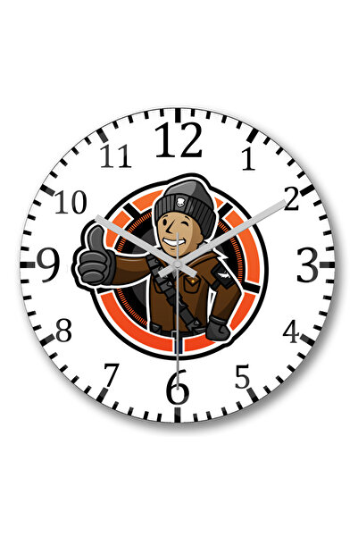 BASKI DÜNYASI ساعة حائط Fallout من الزجاج الحقيقي المنحني