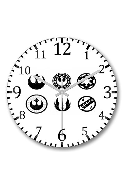 BASKI DÜNYASI ساعة حائط برمز حرب النجوم من جيدي، زجاج حقيقي منحني