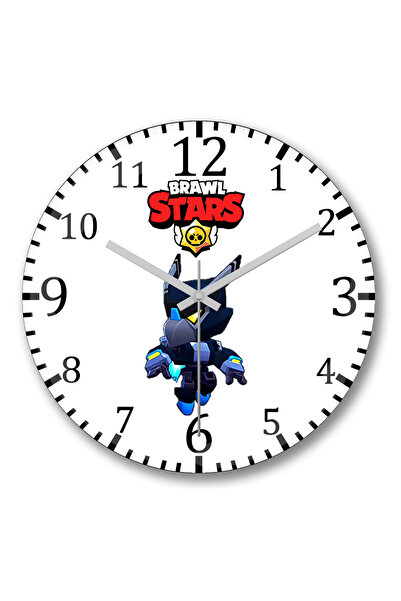 BASKI DÜNYASI Ceas de perete Brawl Stars Dark Mecha Crow din sticlă autentică...