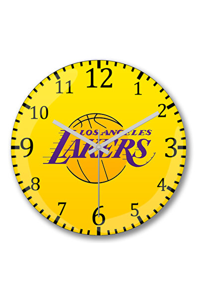 BASKI DÜNYASI Ceas de perete de baschet Los Angeles Lake, din sticlă autentică