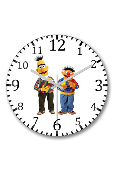 BASKI DÜNYASI Ceas de perete Sesame Street Edi & Büdü Sticlă reală curbată