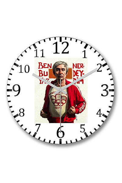 BASKI DÜNYASI ساعة حائط Şener Şen من الزجاج الحقيقي المنحني