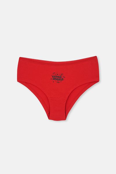 Dagi Rot-Marineblaue 3-teilige bedruckte Hipster-Höschen für Damen