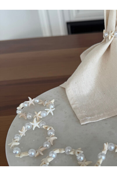 Menar Tasarım 6 Pieces Special Design Napkin Ring Starfish Pearl Detailed Napkin Ring