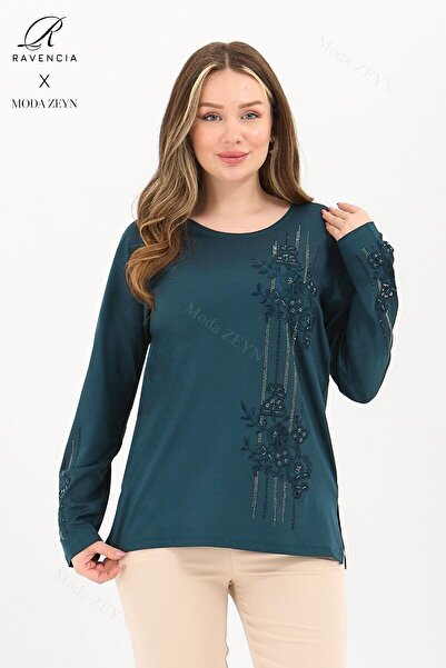 Ravencia Bluză din bumbac pieptănat pentru femei de vârstă mijlocie și peste,...