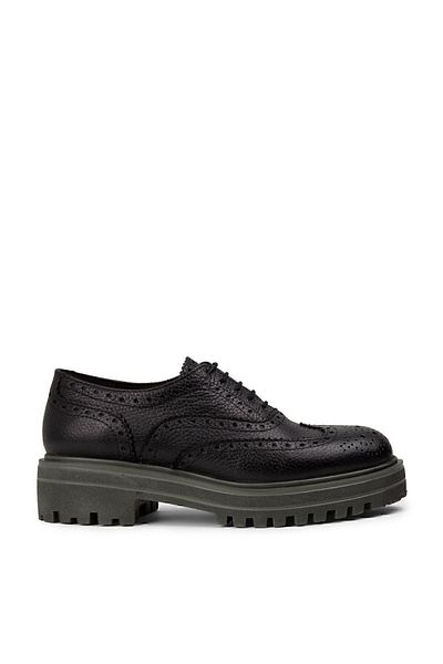 Deery Pantofi oxford negri din piele naturală