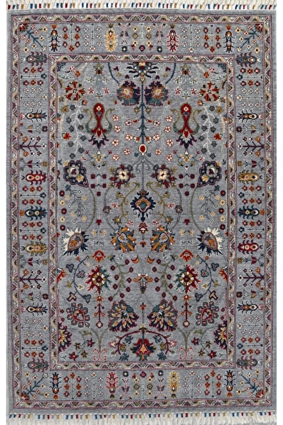 YÜNSER Sultani 805 Gri Natürel Bambu ve Yün Özel Tezgah Halısı